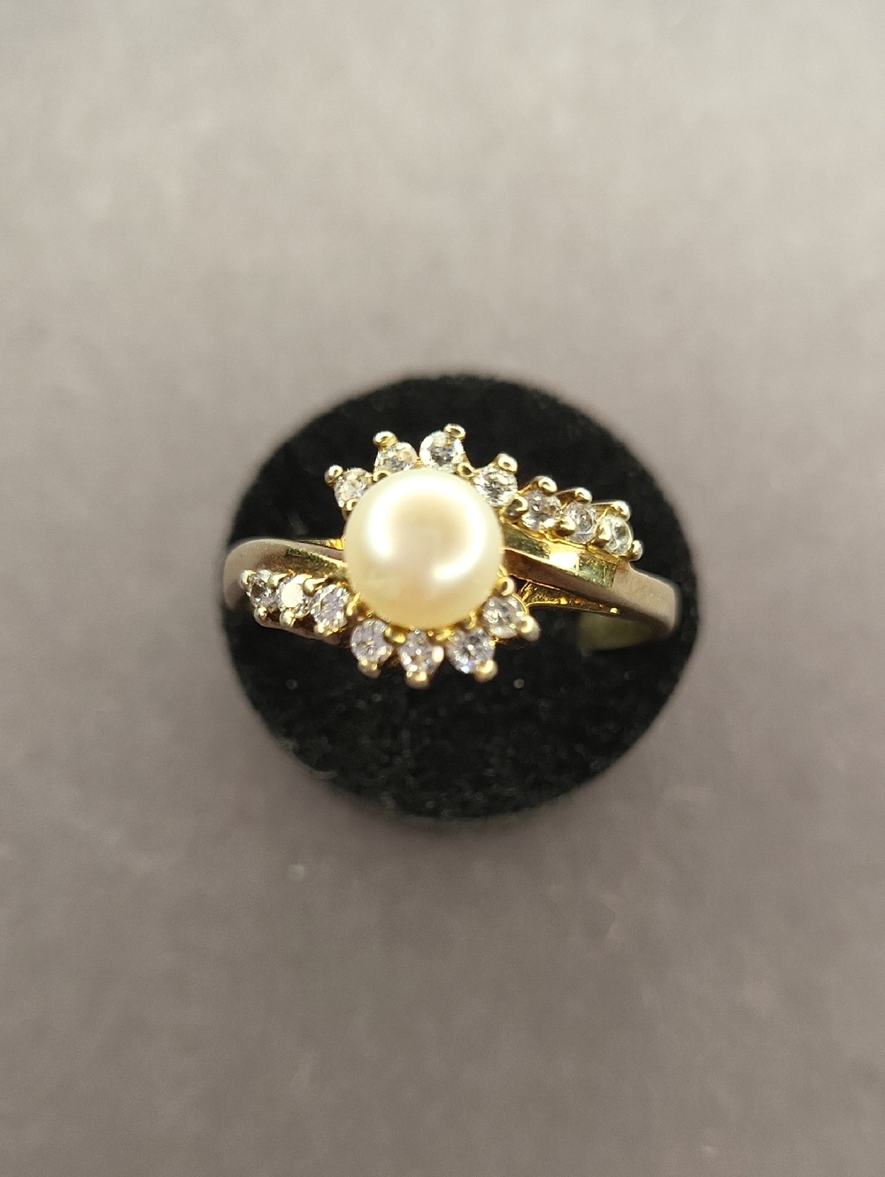 J. Crew Gold Pearl and Crystal Halo Ring